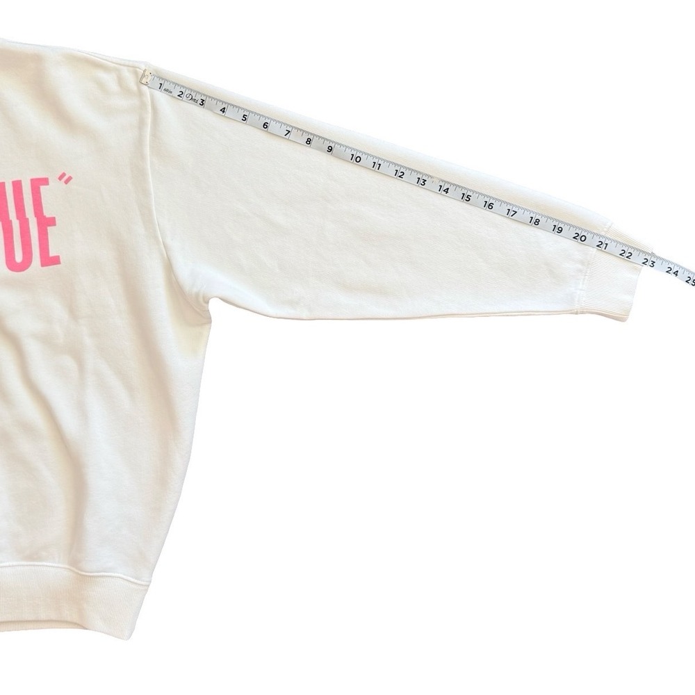 Clare V Iconique Oversized Sweatshirt Womens XS Oyster White Peony NWT Graphic - Picture 9 of 9